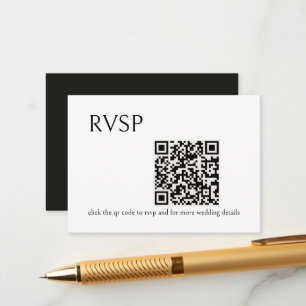 Black and White QR Code Wedding RSVP Enclosure Card