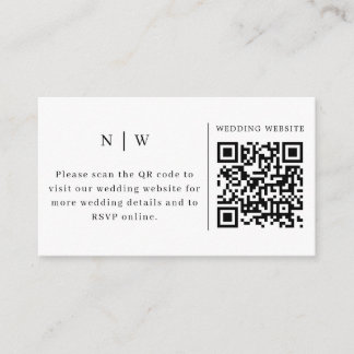 Black and White QR Code Wedding RSVP Minimalist Enclosure Card