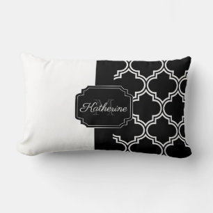 Black and White Quatrefoil Lumbar Cushion