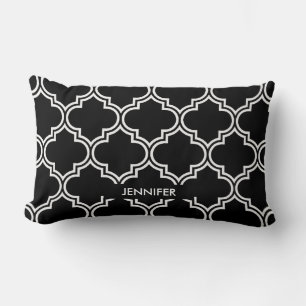 Black and White  Quatrefoil Lumbar Cushion