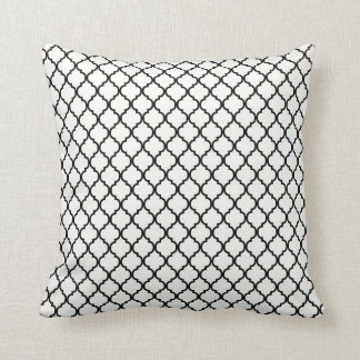 Black and White Quatrefoil Throw Pillow