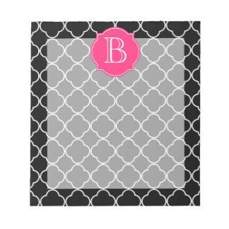 Black and White Quatrefoil with Monogram Notepad