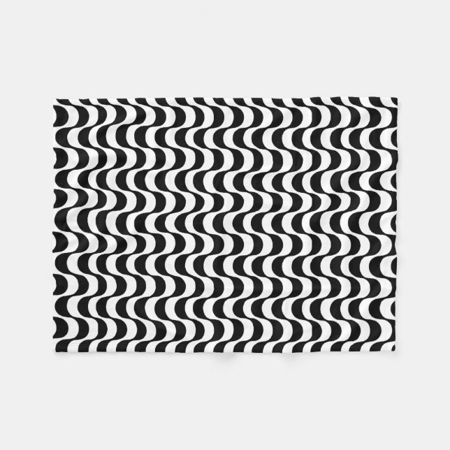Black and White R.J. Waves Fleece Blanket (Front (Horizontal))