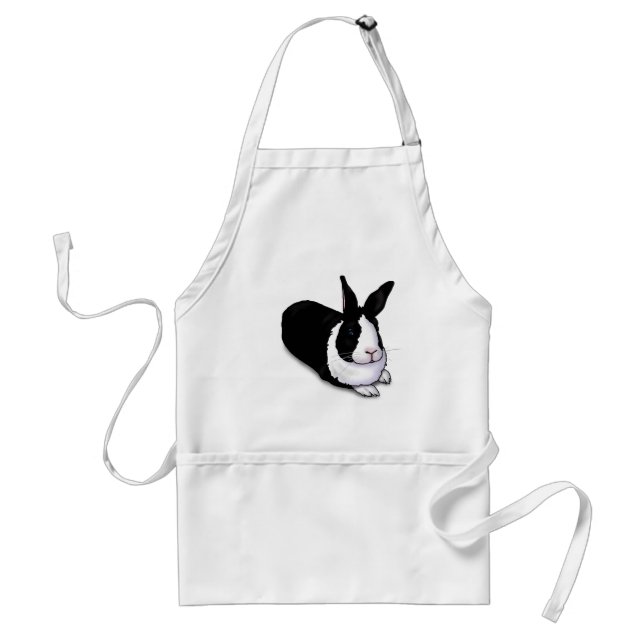 Black and White Rabbit Standard Apron (Front)
