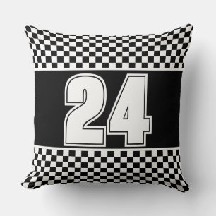 Black And White Race Number Cushion