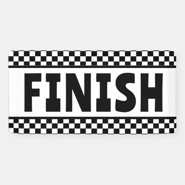 Black and white Racing Finish Line Banner (Horizontal)