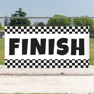 Black and white Racing Finish Line Banner