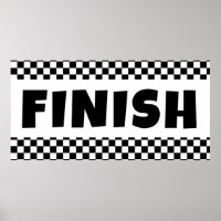 Black and white Racing Finish Line Banner