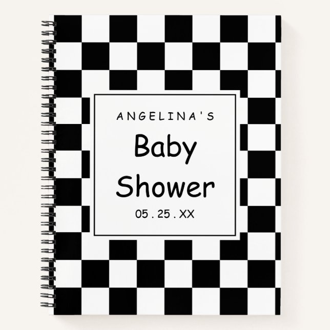 Black and White Racing Flag Notebook (Front)