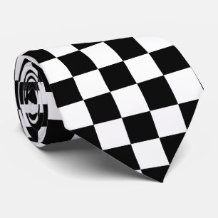 Black and White Racing Silks Checks Derby Tie