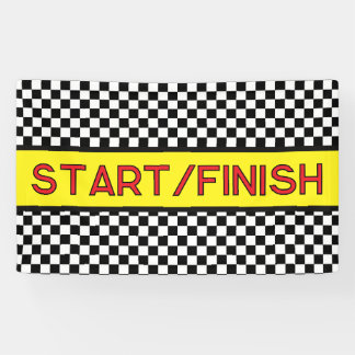 Black and white Racing START finish Line Banner