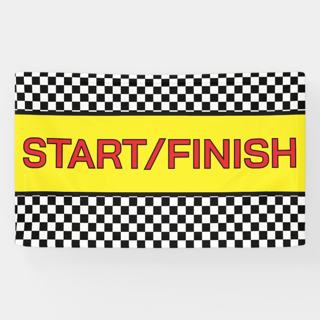 Black and white Racing START finish Line  Banner (Horizontal)