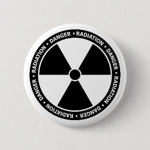 Black and White Radiation Symbol Button