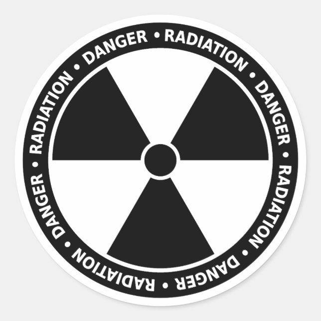 Black and White Radiation Symbol Sticker (Front)