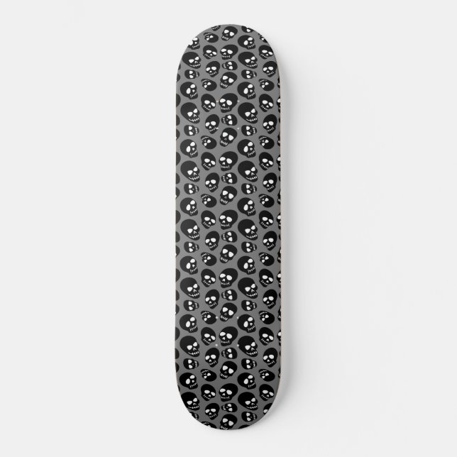 Black and White Random Skulls  Skateboard (Front)