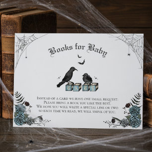 Black and White Raven Gothic Baby Shower Books Enclosure Card