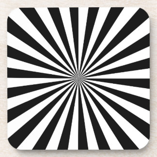 Black and White Rays Pattern Coaster