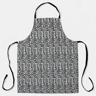 Black and White "Read" in 8 Languages Lino Cut Apron