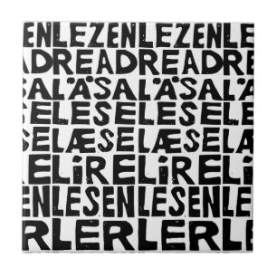 Black and White "Read" in 8 Languages Lino Cut Tile