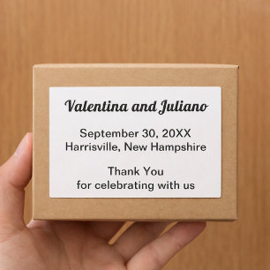 Black and White Rectangle Wedding Favour Sticker