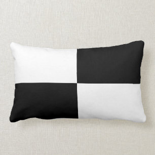 Black and White Rectangles Lumbar Cushion