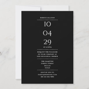 Black And White Rehearsal Dinner Date Invitation