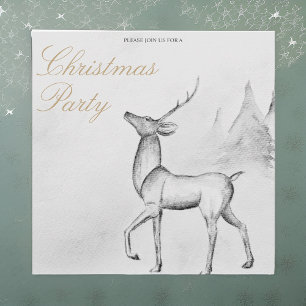 Black and White Reindeer Christmas Holiday Party Invitation