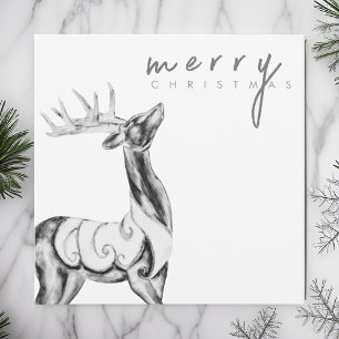 Black and White Reindeer Merry Christmas Holiday Card