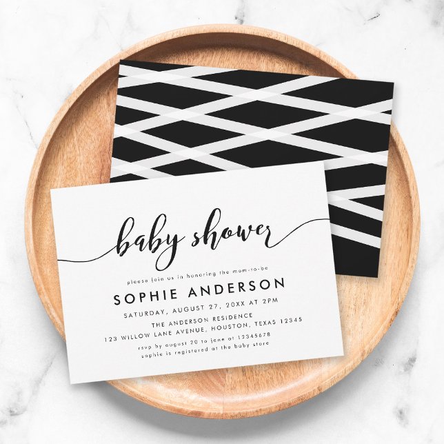 Black and White Relax Script Baby Shower Invitation (Creator Uploaded)