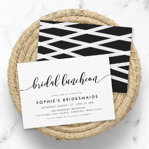 Black and White Relax Script Bridal Luncheon Invitation