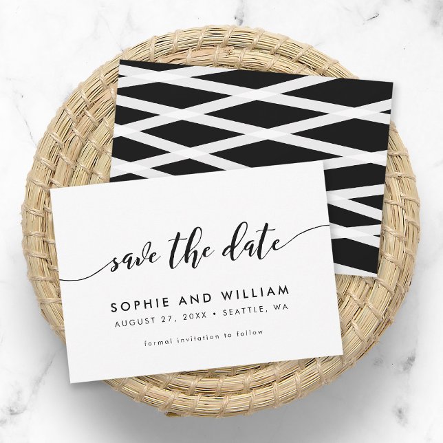 Black and White Relax Script Save the Date Card (Creator Uploaded)