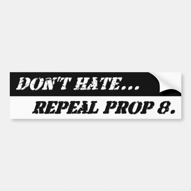 Black and White Repeal 8 Bumper Sticker (Front)