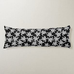 Black And White Repeat Motif Sea Turtle Pattern Body Cushion