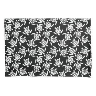Black And White Repeat Motif   Sea Turtle Pattern Pillowcase