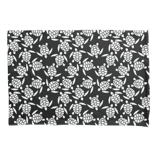 Black And White Repeat Motif | Sea Turtle Pattern Pillowcase (Front)