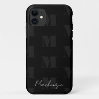 Black and White Repeat Pattern Monogram