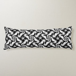 Black And White Repeating Motif | Seahorse Pattern Body Cushion