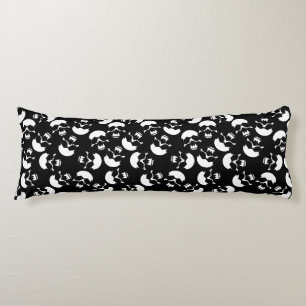 Black And White Repeating Motif   Skull Pattern Body Cushion