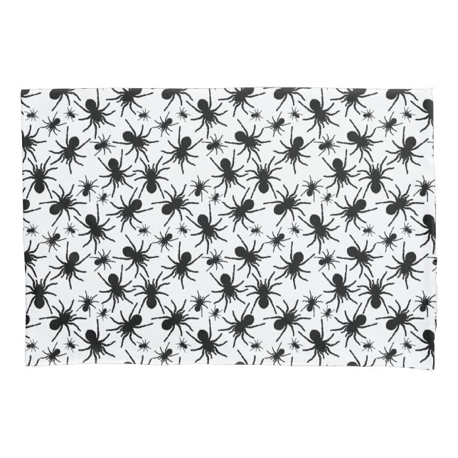 Black And White Repeating Motif | Spider Pattern Pillowcase (Front)