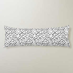 Black And White Repeating Pattern   Modern Maze Body Cushion