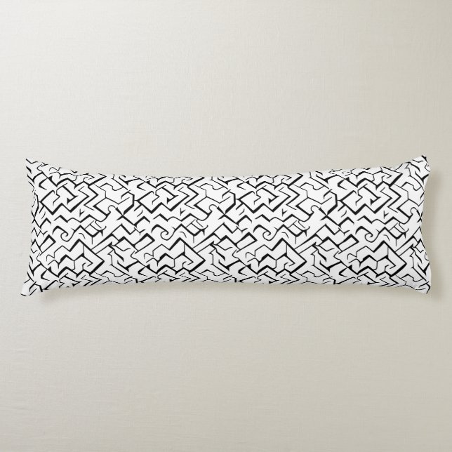 Black And White Repeating Pattern | Modern Maze Body Cushion (Front)