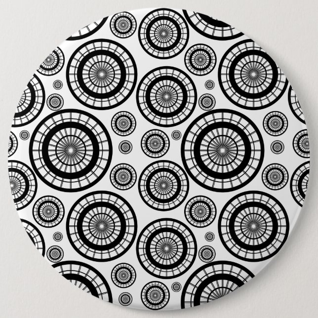 Black and White Repeating Wheel Pattern 6 Cm Round Badge (Front)