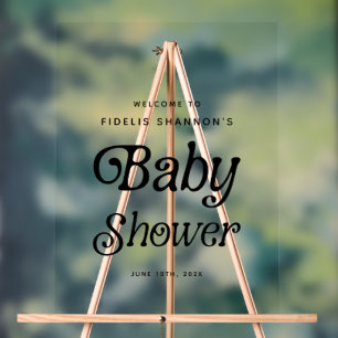 Black and White Retro Baby Shower Welcome Sign