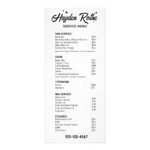 Black and White  Retro Calligraphy and Stars Rack Card