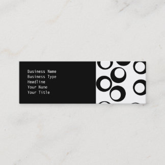 Black and White Retro Circles Pattern. Mini Business Card