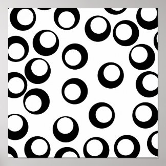 Black and White Retro Circles Pattern. Poster