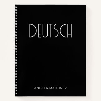 Black and White Retro Deutsch Language Study Notebook