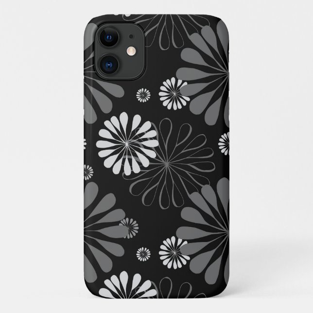 Black and White Retro Floral Case-Mate iPhone Case (Back)