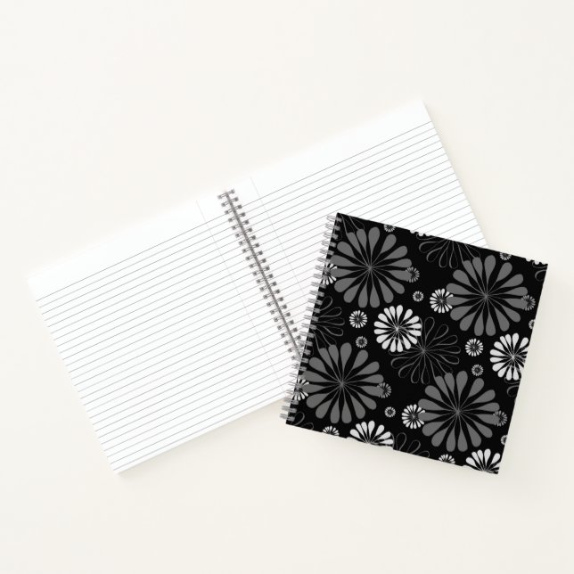 Black and White Retro Floral Notebook (Inside)