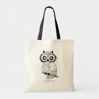 Black And White Retro Floral Owl